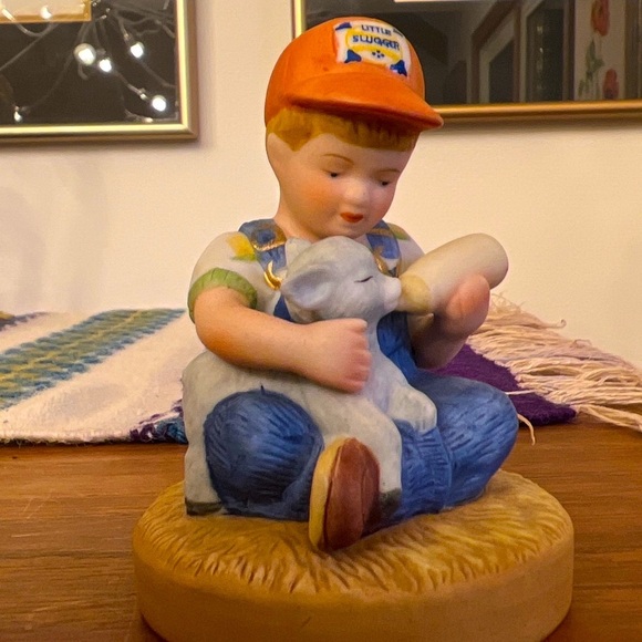 Vintage 1983 Country Store - Boy Feeding Baby Sheep Little Farmers Figurine RARE - Picture 1 of 5